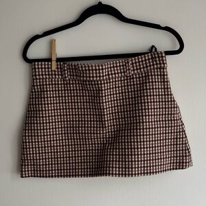 2012 Miu Miu Gingham Plaid Wool Mini Skirt
